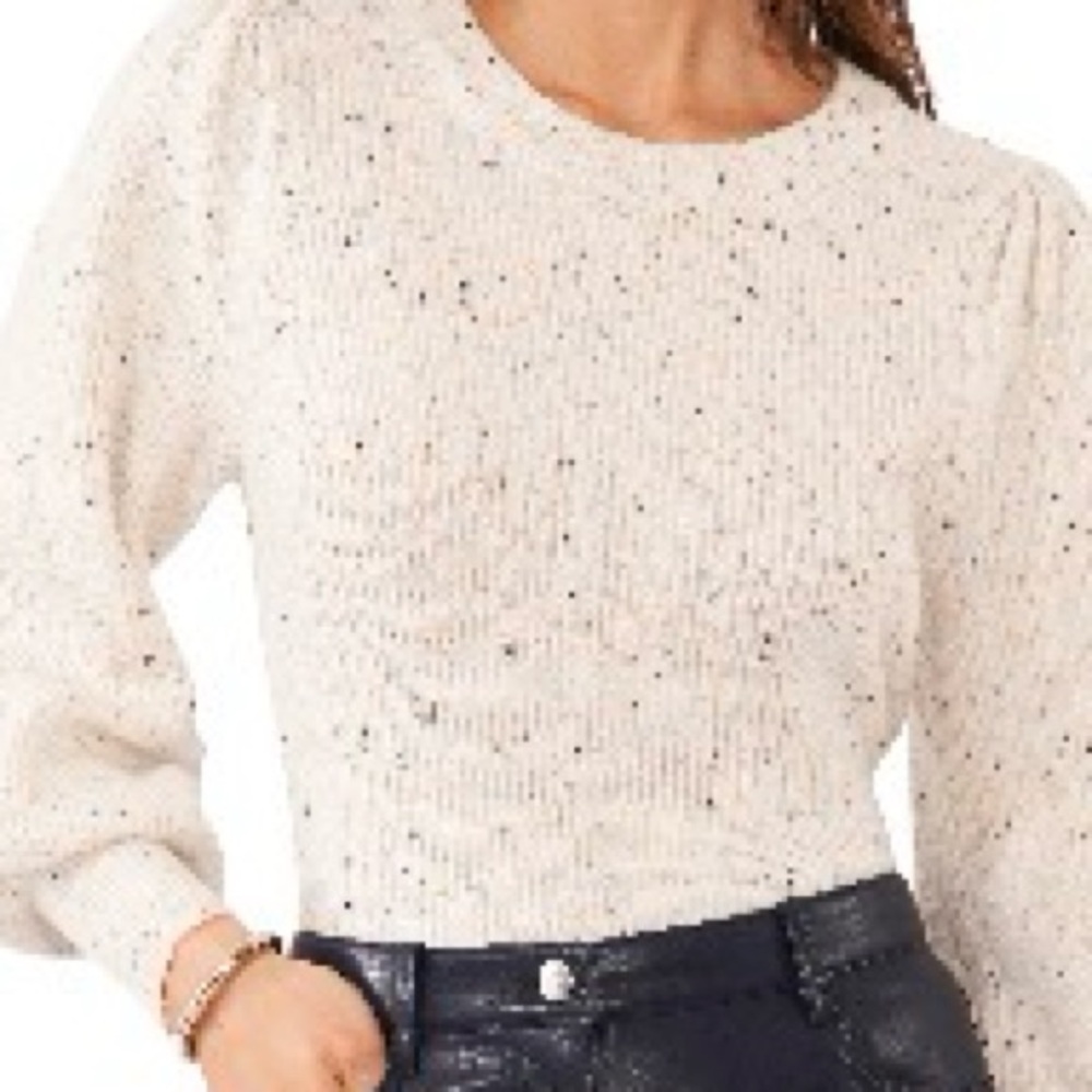 1. State Ivory Speckled Crew Neck Sweater and in Olive Green